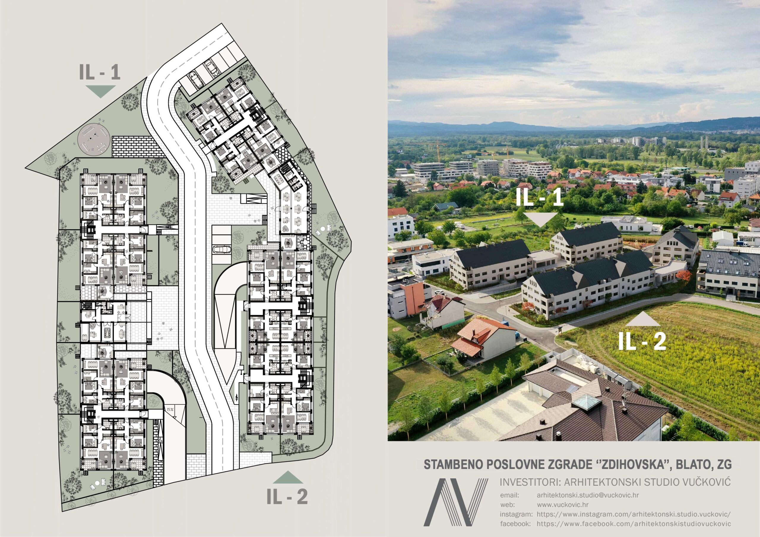 Projekt stambeno poslovnih zgrada Zdihovska, Blato · Arhitektonski studio Vučković Render 12